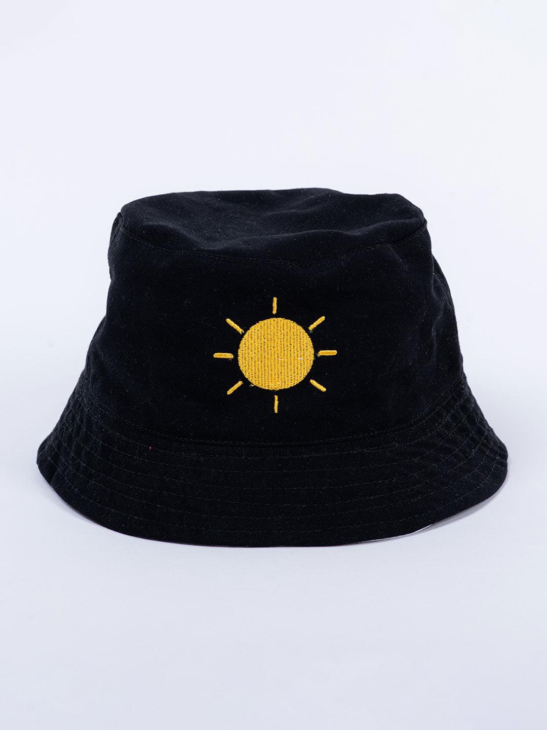 Black And White Sun-Moon Embroidered Regular Size Unisex Reversible Hat - Tistabene