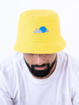 Baby Pink And Yellow Cloud Embroidered Regular Size Unisex Reversible Hat - Tistabene