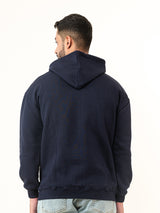 Navy Blue Quote Printed Hoodie