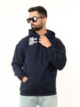 Navy Blue Quote Printed Hoodie