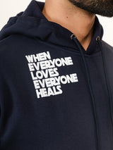 Navy Blue Quote Printed Hoodie