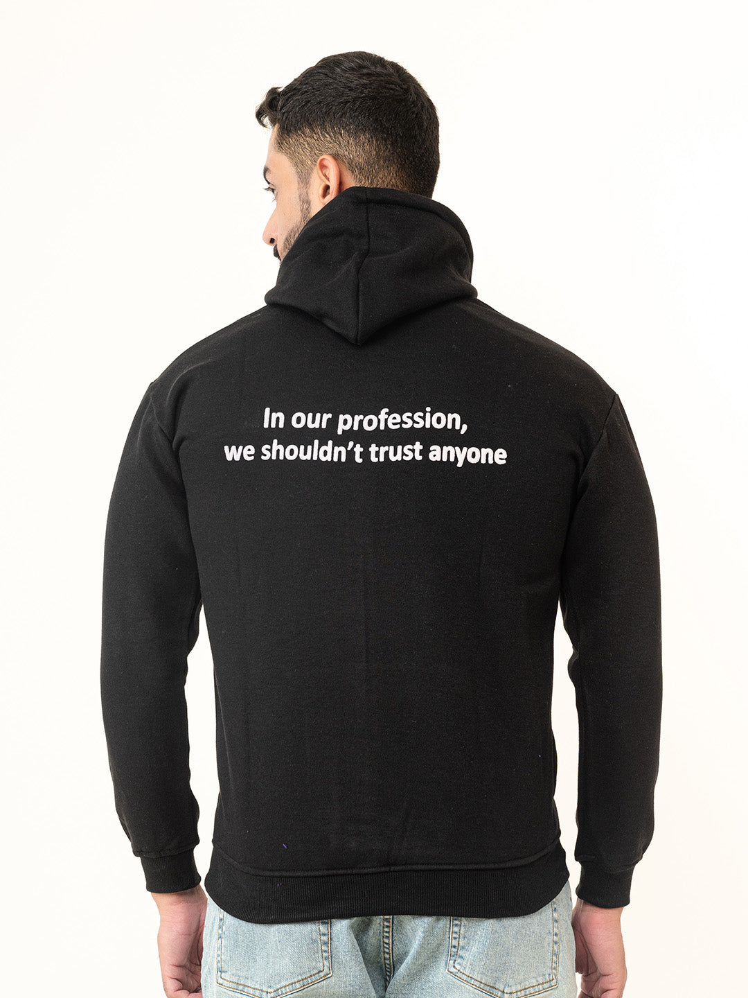 Black Quote Printed Hoodie