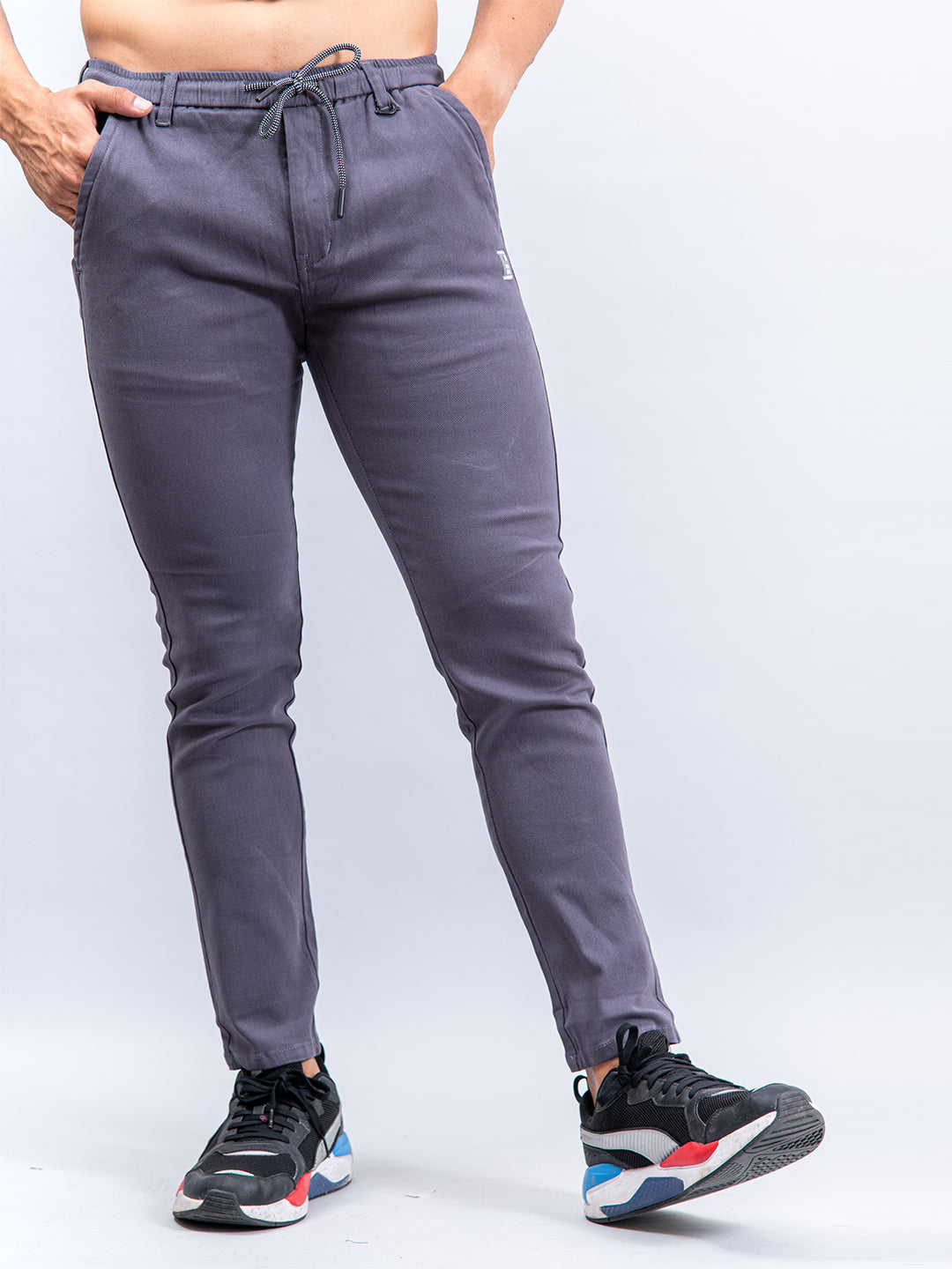 Grey Space Printed Cotton Joggers
