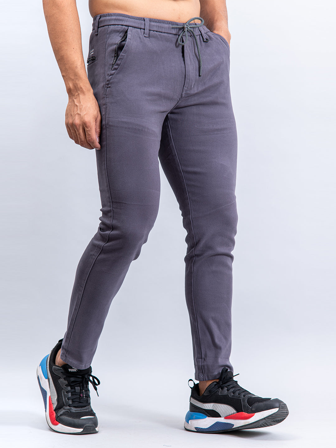 Grey Space Printed Cotton Joggers