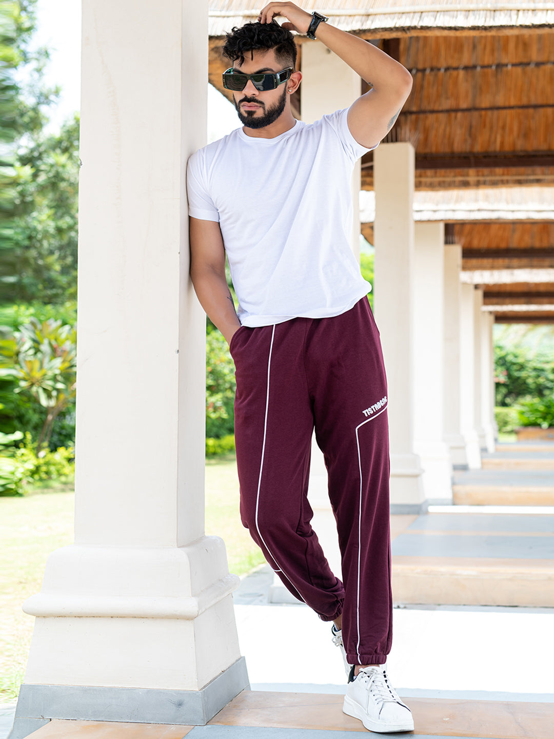 Maroon joggers mens hot sale