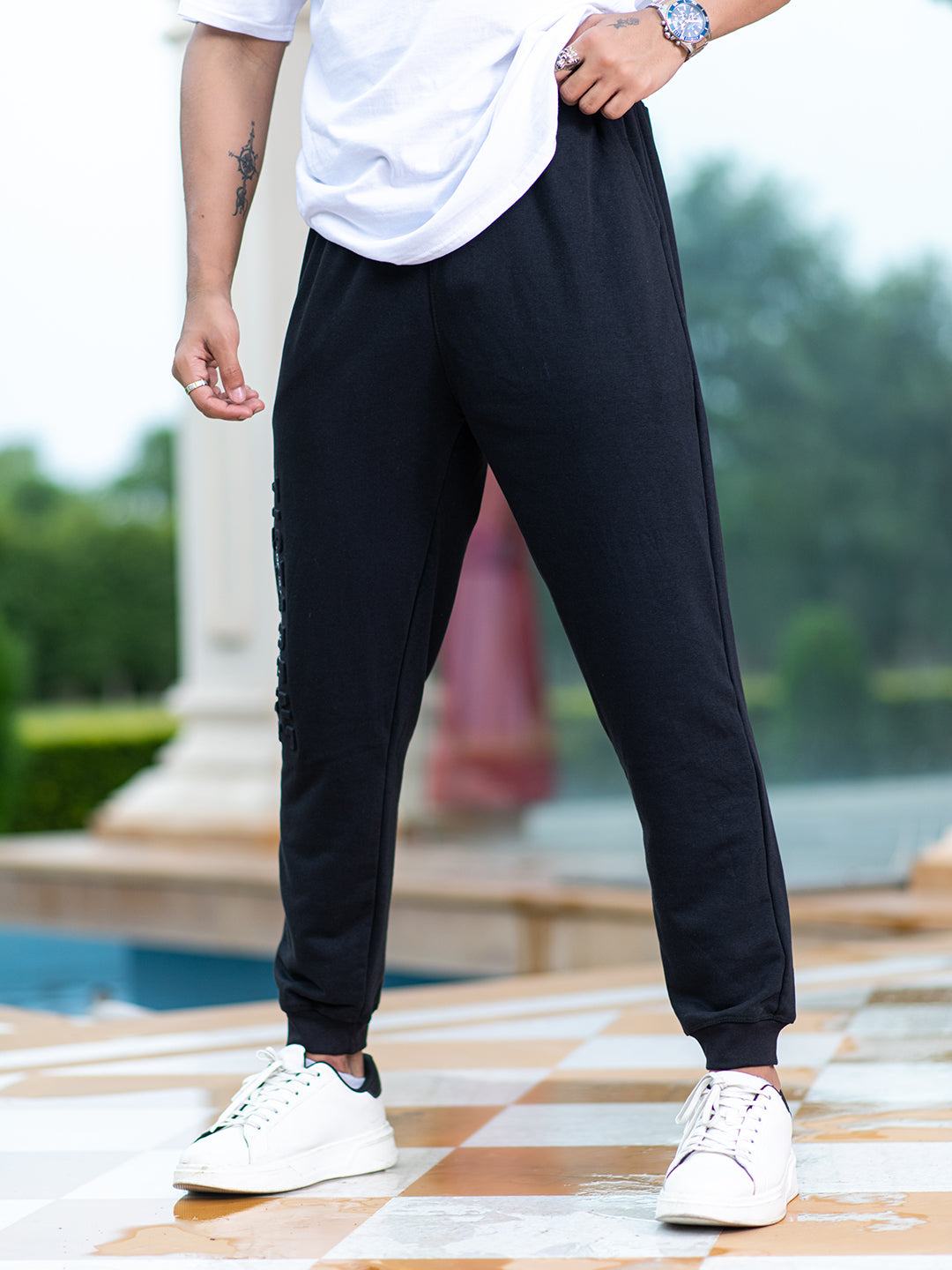 Next mens black discount joggers