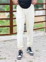 Cream Tistabene Printed Cotton Joggers For Men