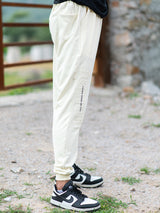 Cream Tistabene Printed Cotton Joggers For Men