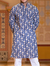 Blue Block Rogan Printed Kurta