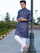 Blue Paisley Bandana Printed Kurta