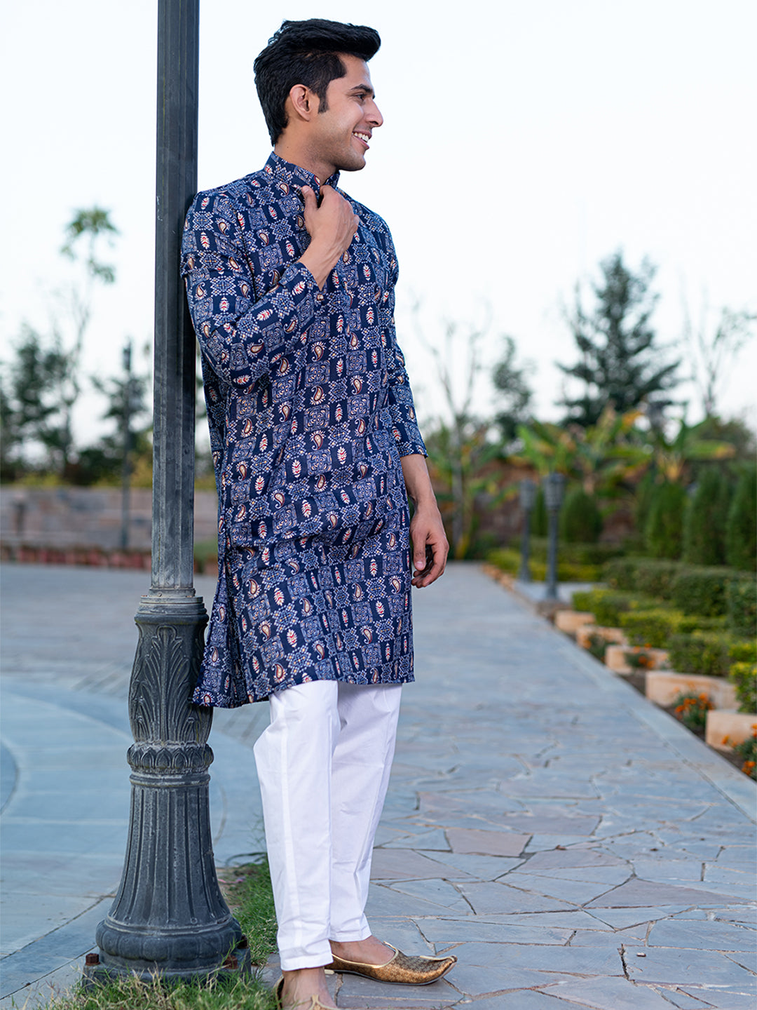 Blue Paisley Bandana Printed Kurta