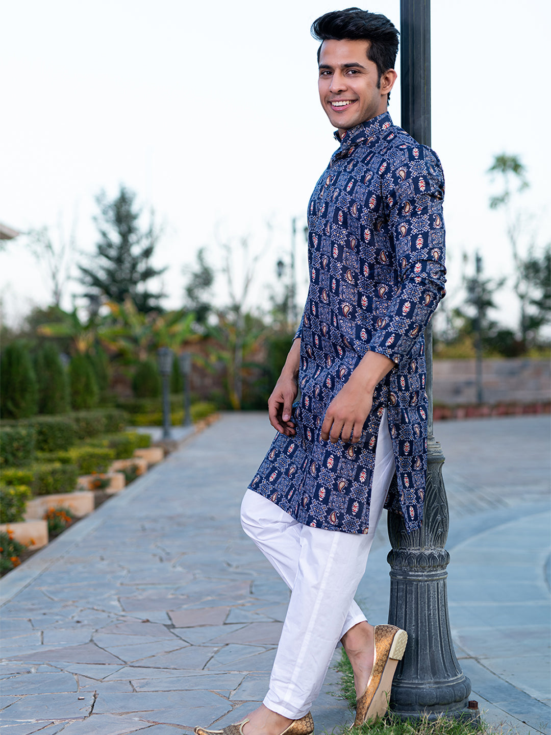 Blue Paisley Bandana Printed Kurta