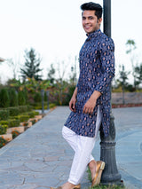 Blue Paisley Bandana Printed Kurta