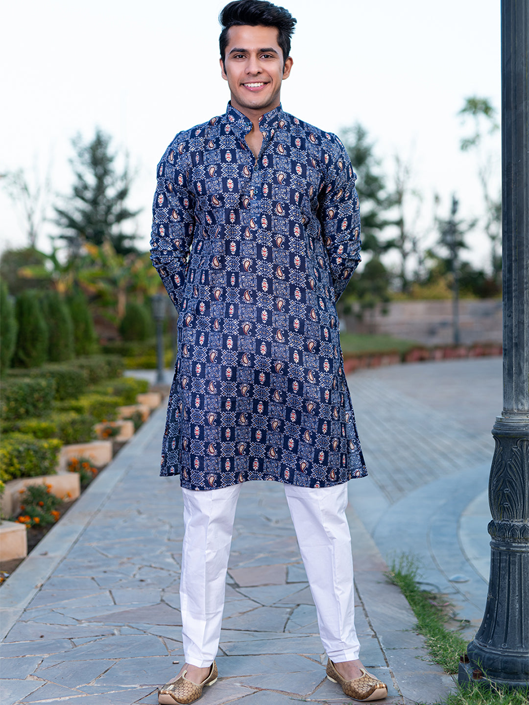 Blue Paisley Bandana Printed Kurta