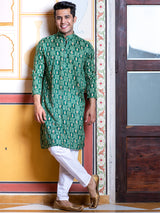 Green Paisley Bandana Printed Kurta