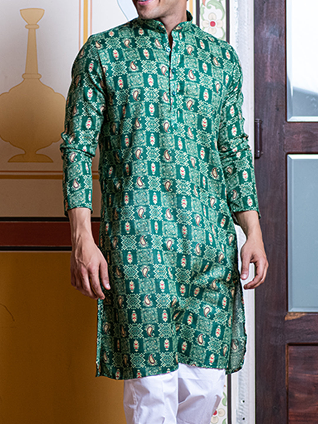 Green Paisley Bandana Printed Kurta