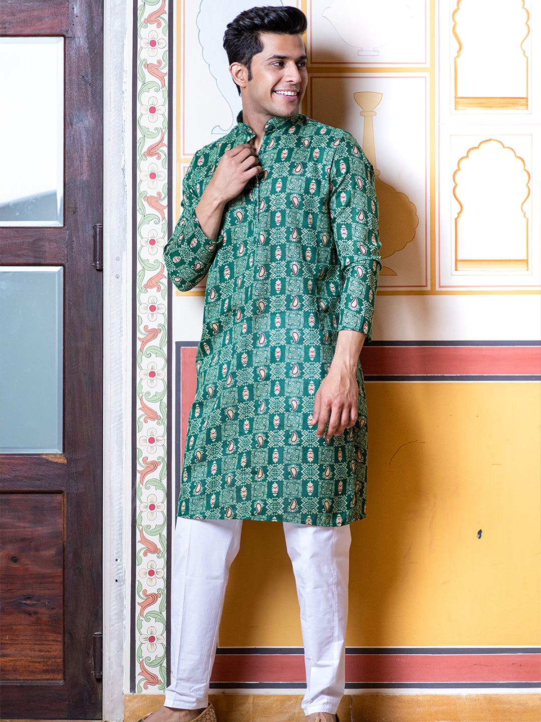 Green Paisley Bandana Printed Kurta