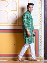 Green Paisley Bandana Printed Kurta