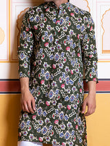 Green Floral Printed Kurta