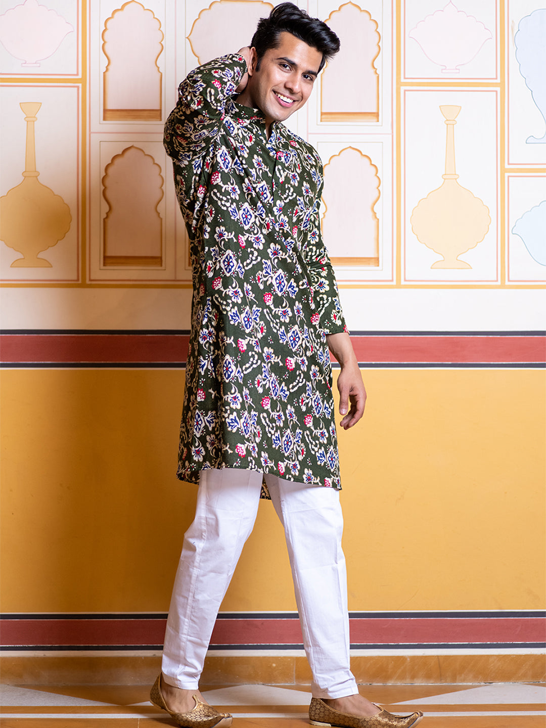 Green Floral Printed Kurta