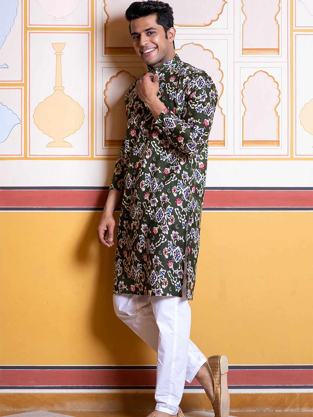 Green Floral Printed Kurta