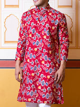 Red Floral Printed Kurta