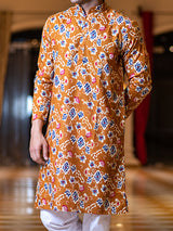 Mustard Floral Printed Kurta