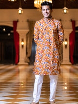 Mustard Floral Printed Kurta