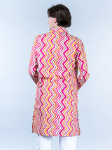 Multi Chevron Printed Cotton Mens Kurta