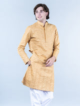 Mid Cream Diamond Embroidered Cotton Mens Kurta