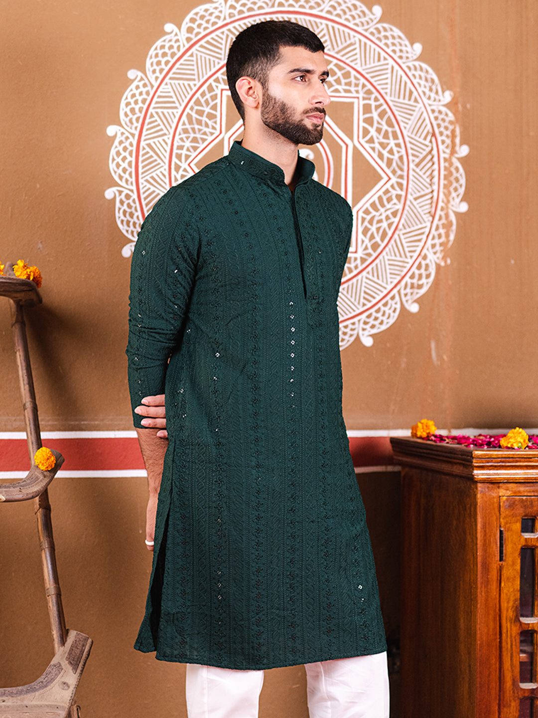 Bottle green discount colour kurta pajama