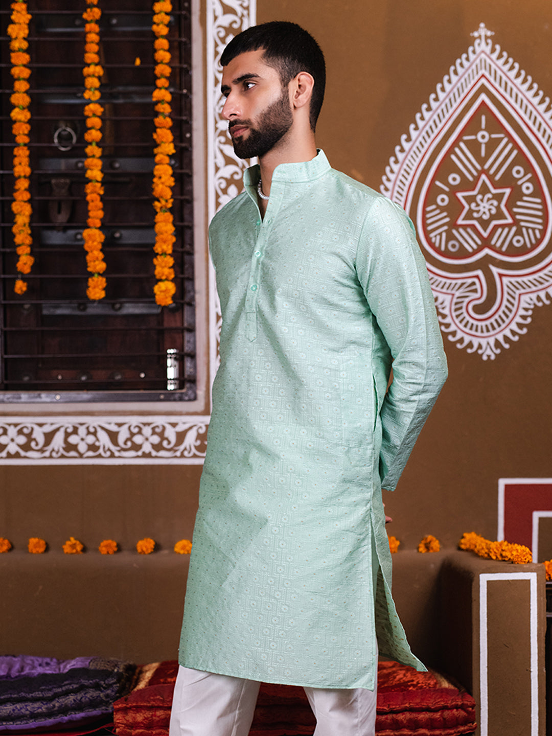 Brook Green Floral Jacquard Men's Kurta