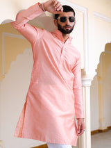 Peachy Pink Floral Jacquard Men's Kurta