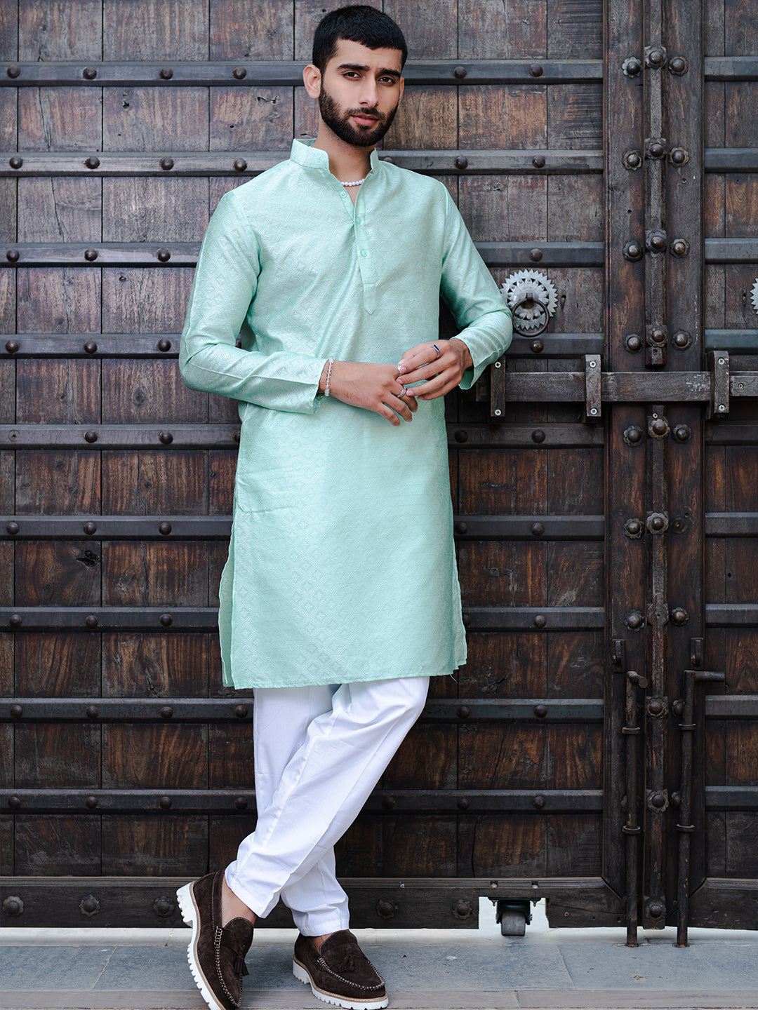 Brook Green Geometric Jacquard Men's Kurta