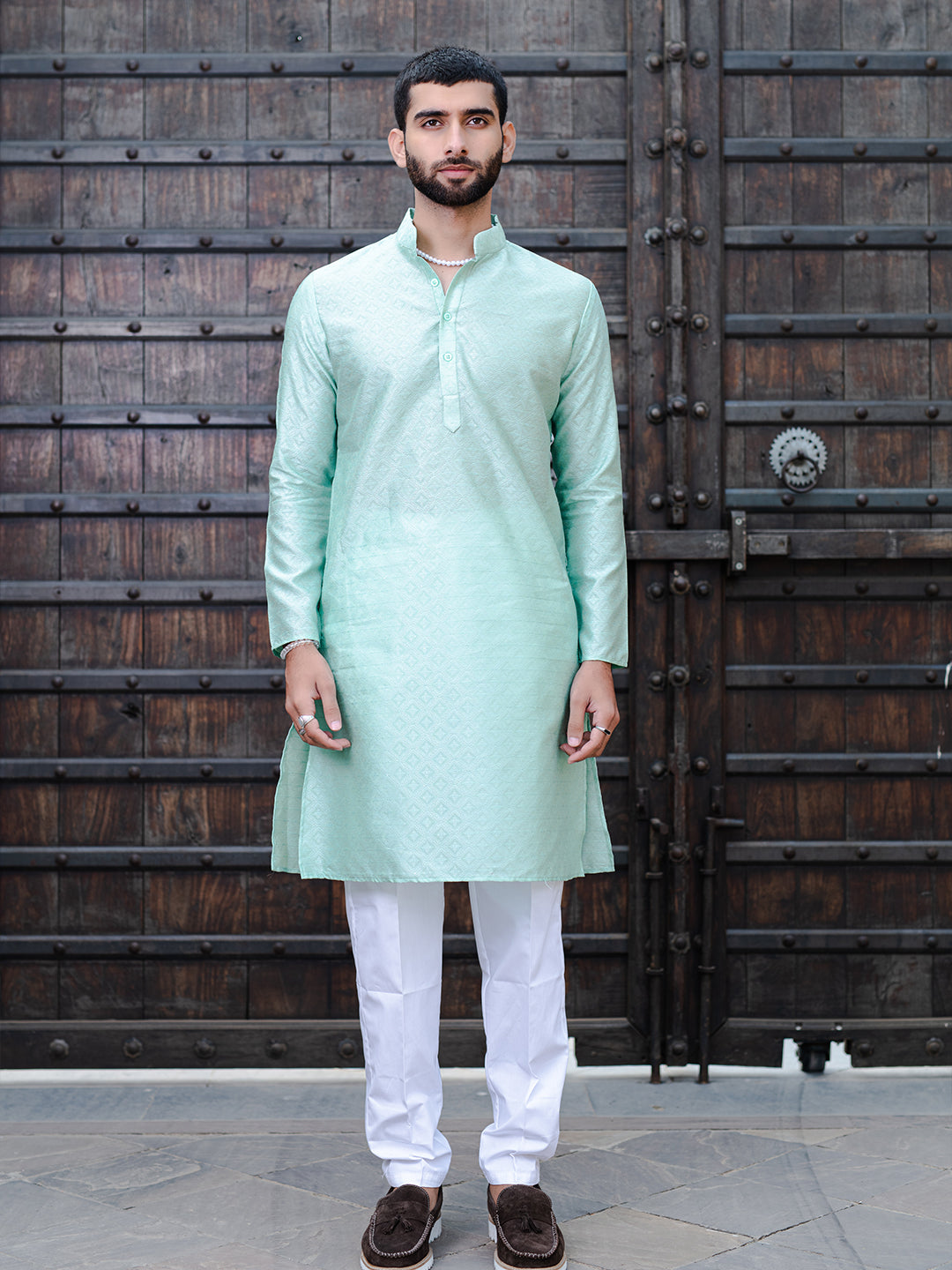 Brook Green Geometric Jacquard Men's Kurta