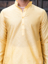 Sunset Yellow Geometric Jacquard Men's Kurta