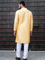 Sunset Yellow Geometric Jacquard Men's Kurta