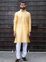 Sunset Yellow Geometric Jacquard Men's Kurta