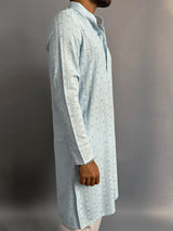 Powder Blue Chikankari Embroidered Cotton Men's Kurta