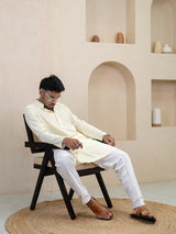 Cream Chikankari Embroidered Cotton Men's Kurta