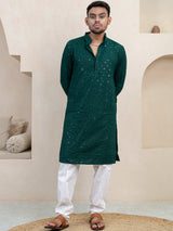 Evergreen Chikankari Embroidered Cotton Men's Kurta