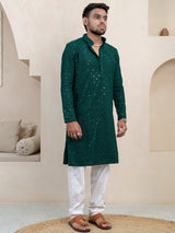 Evergreen Chikankari Embroidered Cotton Men's Kurta