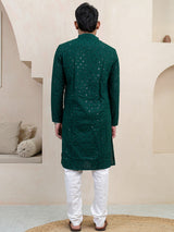 Evergreen Chikankari Embroidered Cotton Men's Kurta