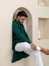 Evergreen Chikankari Embroidered Cotton Men's Kurta