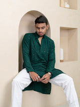 Evergreen Chikankari Embroidered Cotton Men's Kurta