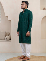 Evergreen Chikankari Embroidered Cotton Men's Kurta