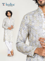 Multicolor Rayon Digital Embroidered Men's Kurta