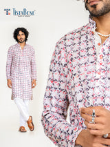 Multicolored Rayon Digital Embroidered Kurta For Men