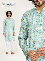 Green Yellow Ari Digital 
Embroidered Kurta For Men