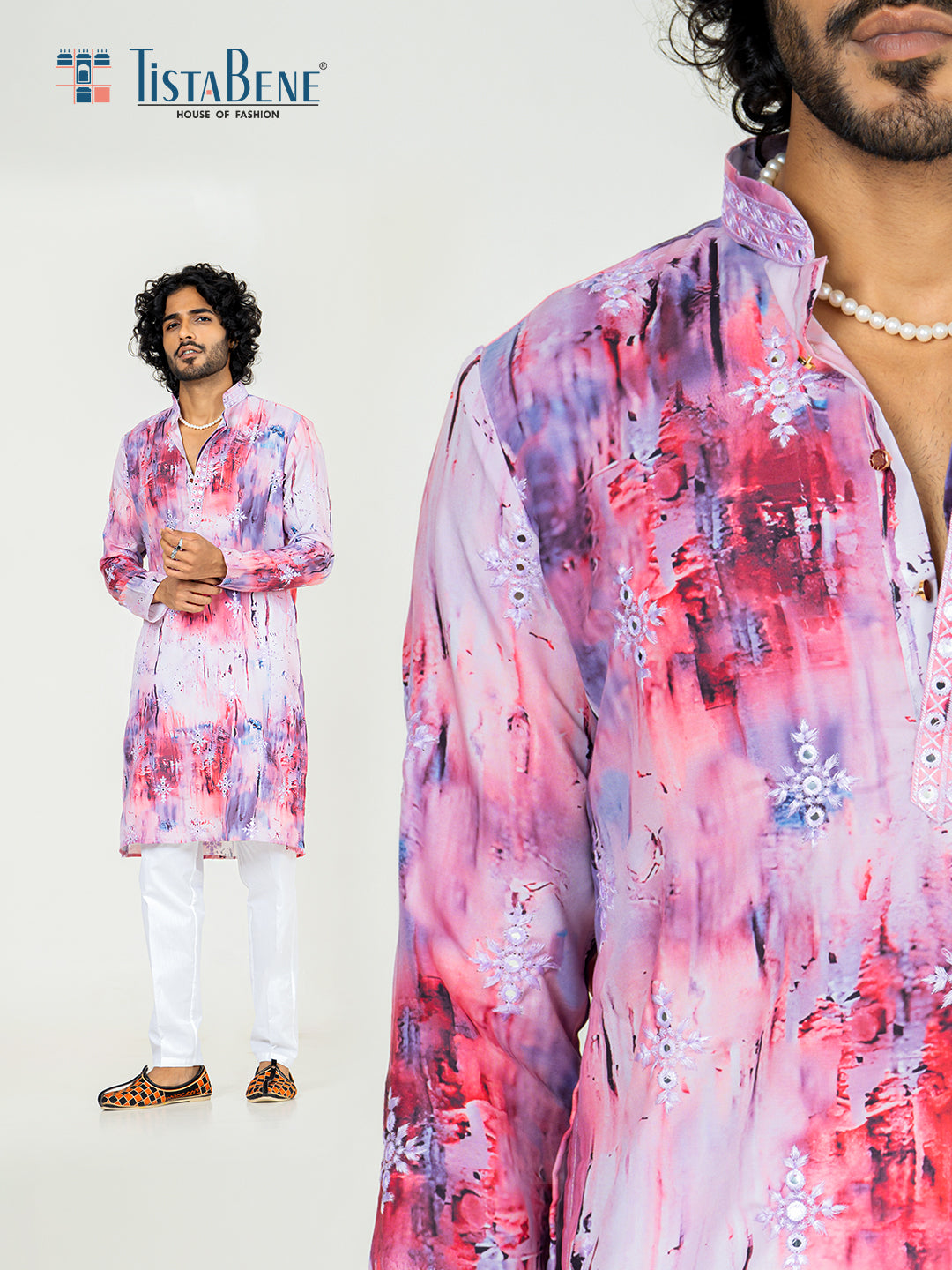 Multicolor Rayon Mirror Digital kurta for men